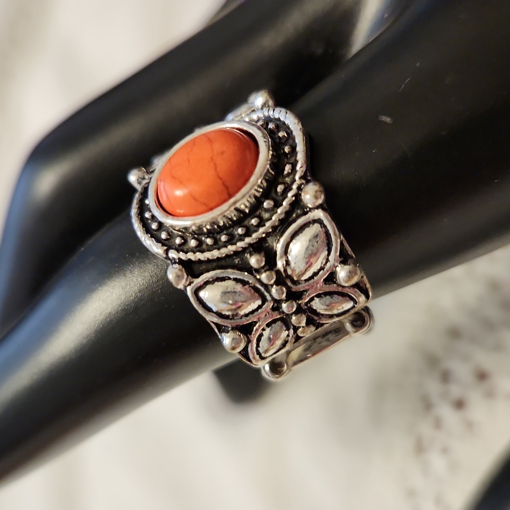 Butterfly Ring With Orange Stone - 134